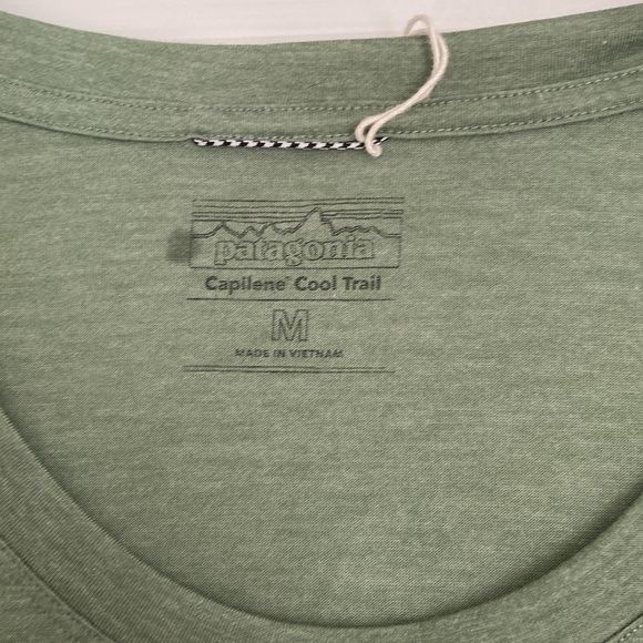 Patagonia Capilene Cool Trail Green Short Sleeve Tee Medium - Picture 2 of 4